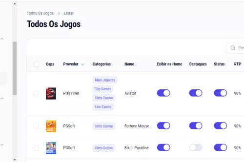 Script de Cassino admin configuração