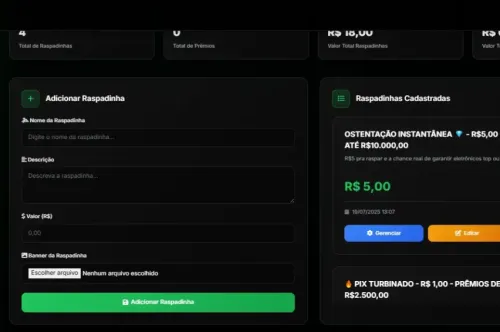 Script PHP Cassino Raspadinha Online  2025 admin moderno